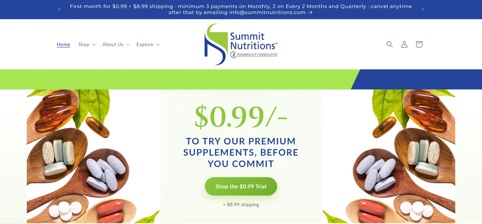 Summit Nutritions store homepage